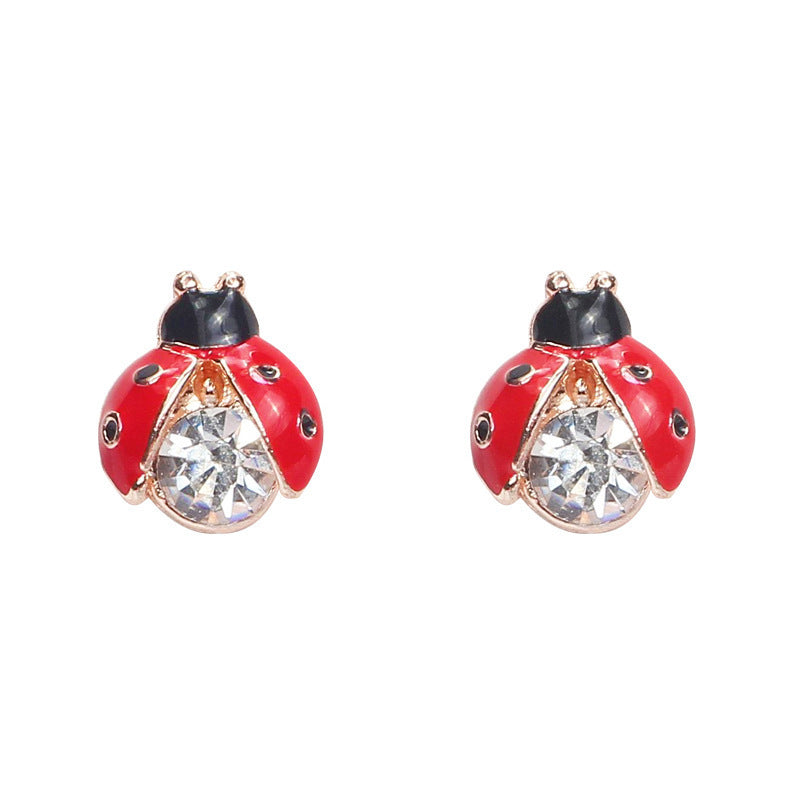 Japanese And Korean Retro Cute Fashion LADYBIRD Stud Earrings