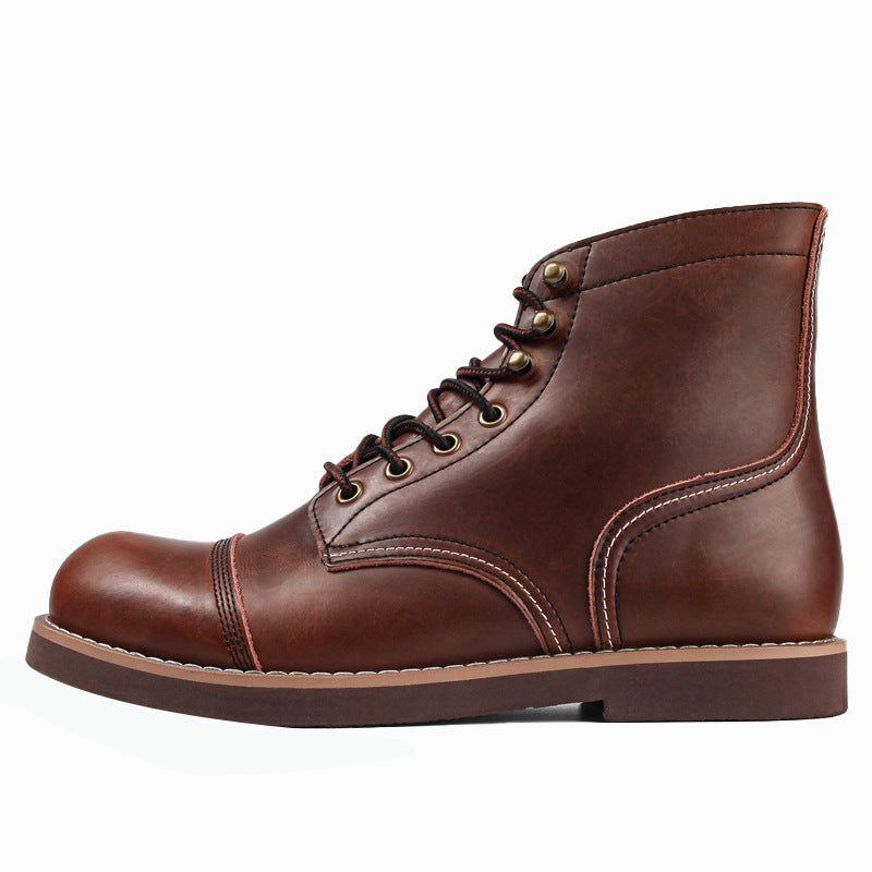 Botas Martin de cuero vacuno retro Botas militares de cuero encerado con aceite para hombres Bota de trabajador