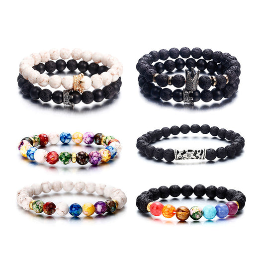 Bracelet en pierre volcanique d'agate naturelle