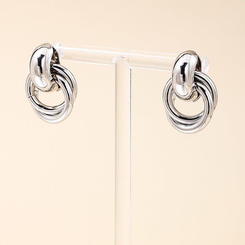 Boucles d'oreilles cercle rétro à motif géométrique pour femmes