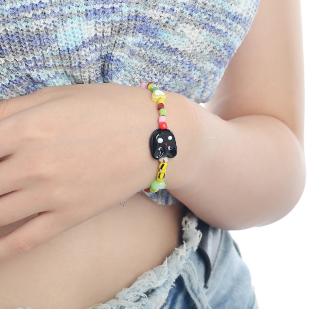 Cartoon Cat Dopamine Necklace Women's Colorful Beaded Necklace Bracelet