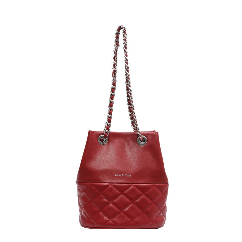 Bolso cruzado tipo cubo con un solo hombro y textura de diamante para mujer, estilo coreano, sencillo