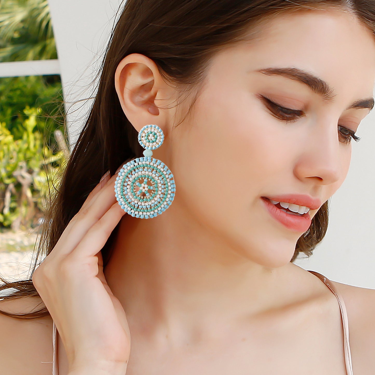 Pendientes de cuentas tejidos a mano, ligeros, de estilo étnico retro