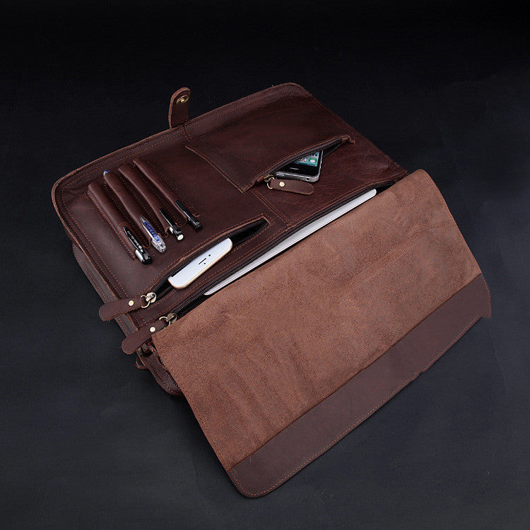 Porte-documents à la mode pour hommes en cuir véritable