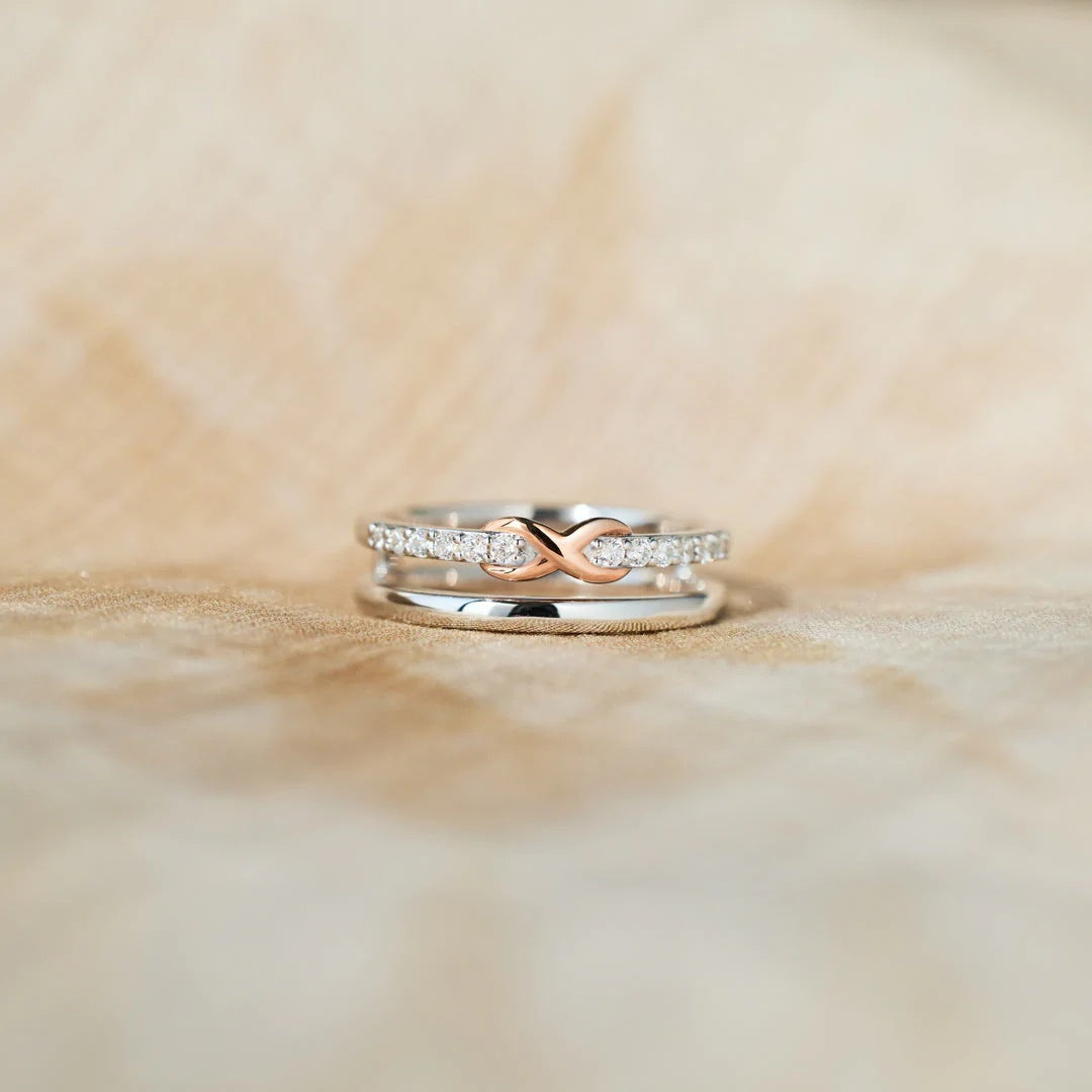 S925 Sterling Silver Double-layer Dense Nail Infinite Ring