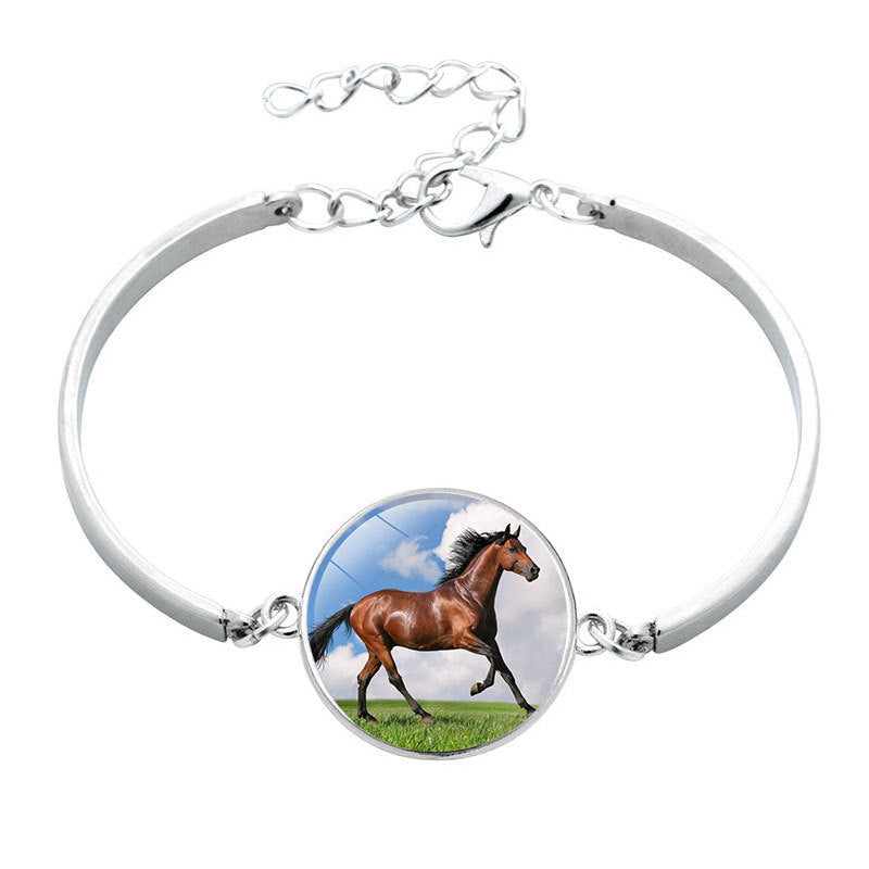 Animal Horse Glass Time Stone Bracelet
