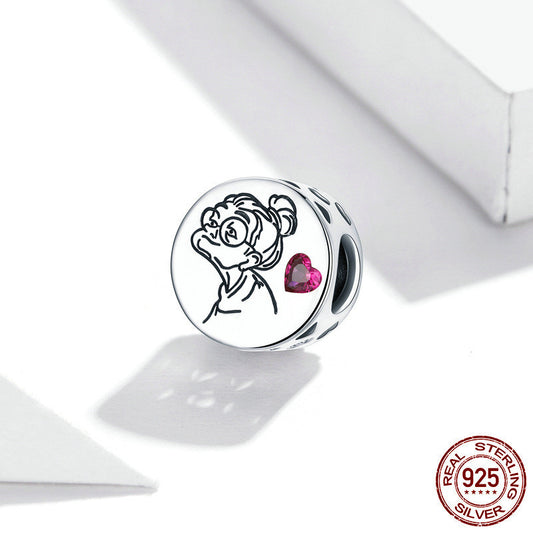 Sterling Silver Letters Flower Bracelet Accessories Simple Zircon Beads