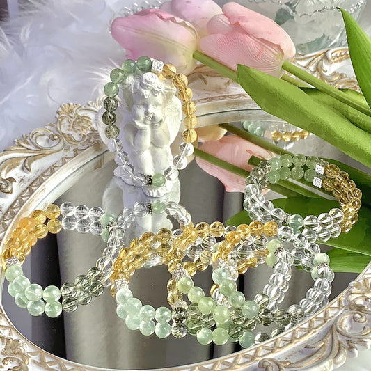 Natural Crystal Bracelet Turquoise Green Quartz Rutilated