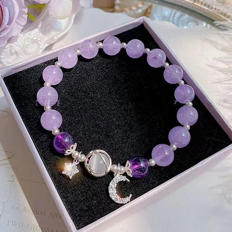 Bracelet opale lavande pour femme, Design d'intérêt particulier, gris clair de lune