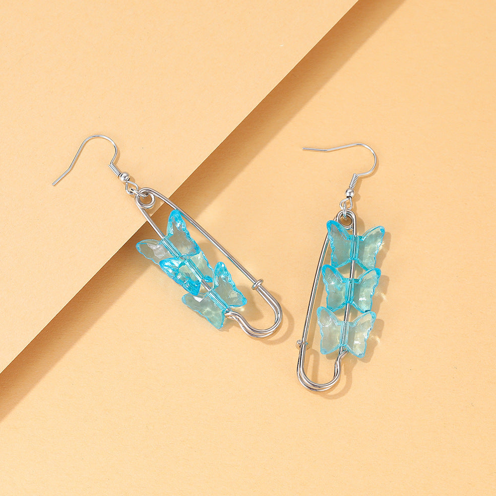Personalized Retro Colorized Butterfly Pin Earrings