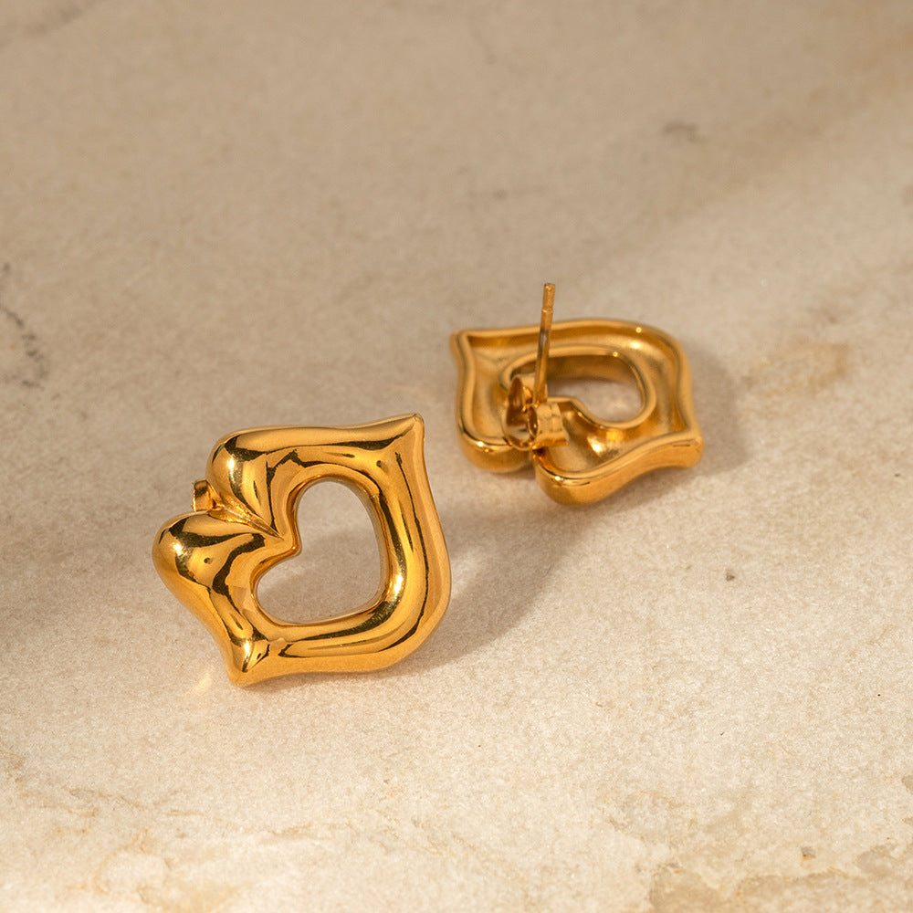 INS New 18K Gold Stainless Steel Lip Stud Earrings