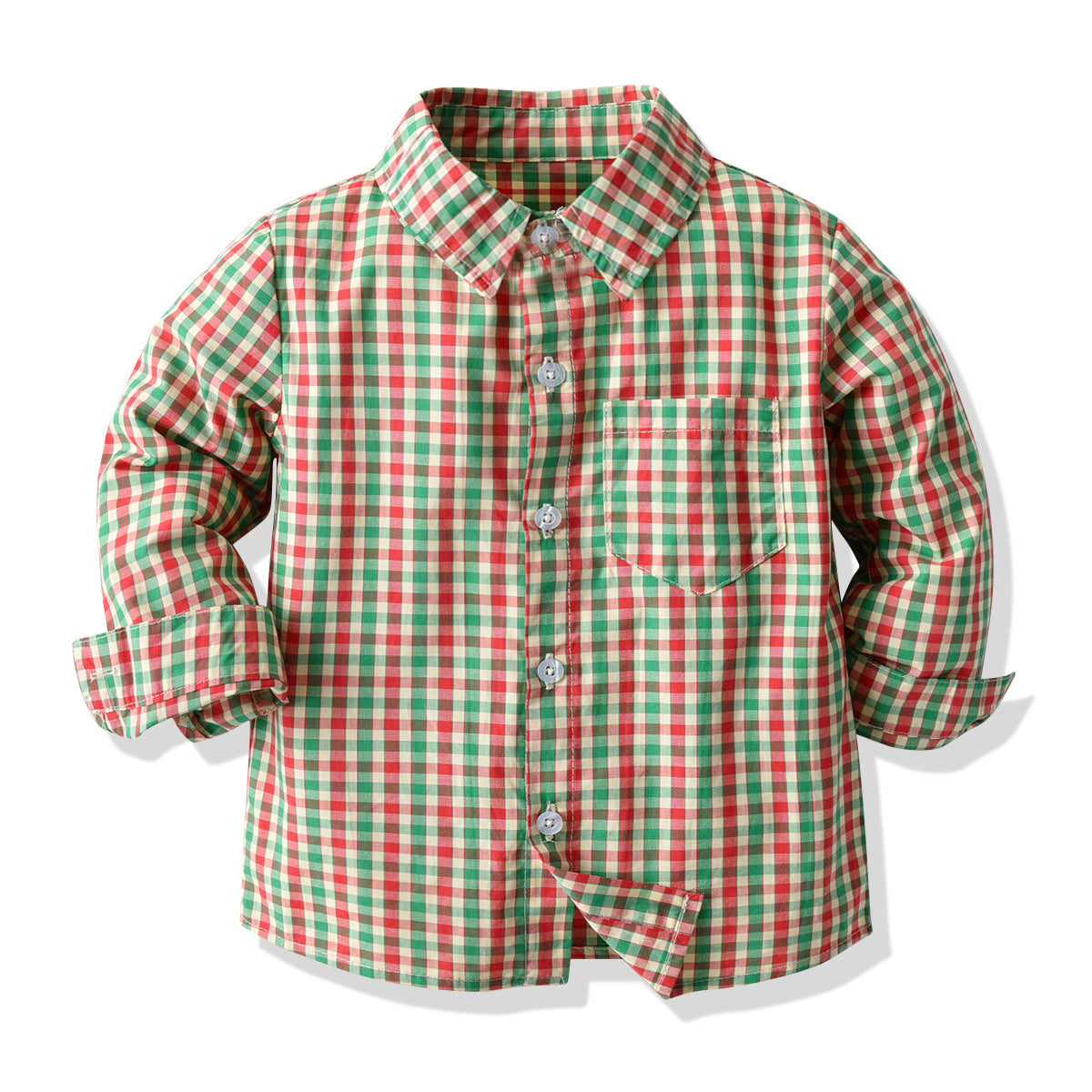 Chemise et salopette à carreaux à manches longues pour garçon