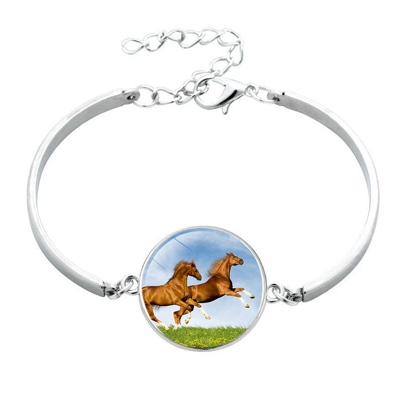 Animal Horse Glass Time Stone Bracelet
