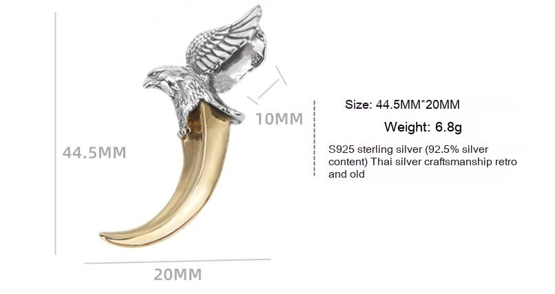 S925 Sterling Silver Eagle Claw Pendant Punk