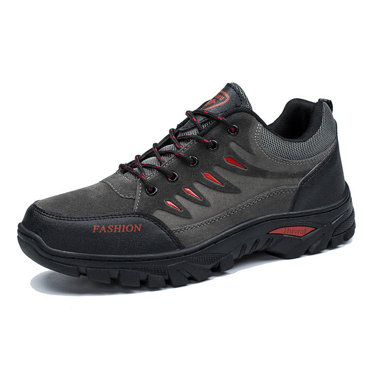 Zapatos de trabajo de senderismo para hombre, zapatillas de deporte informales transpirables con cordones, zapatos deportivos para correr al aire libre