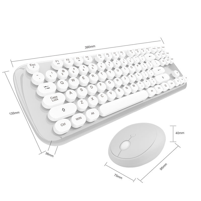 Ensemble clavier et souris sans fil filles couleur rétro