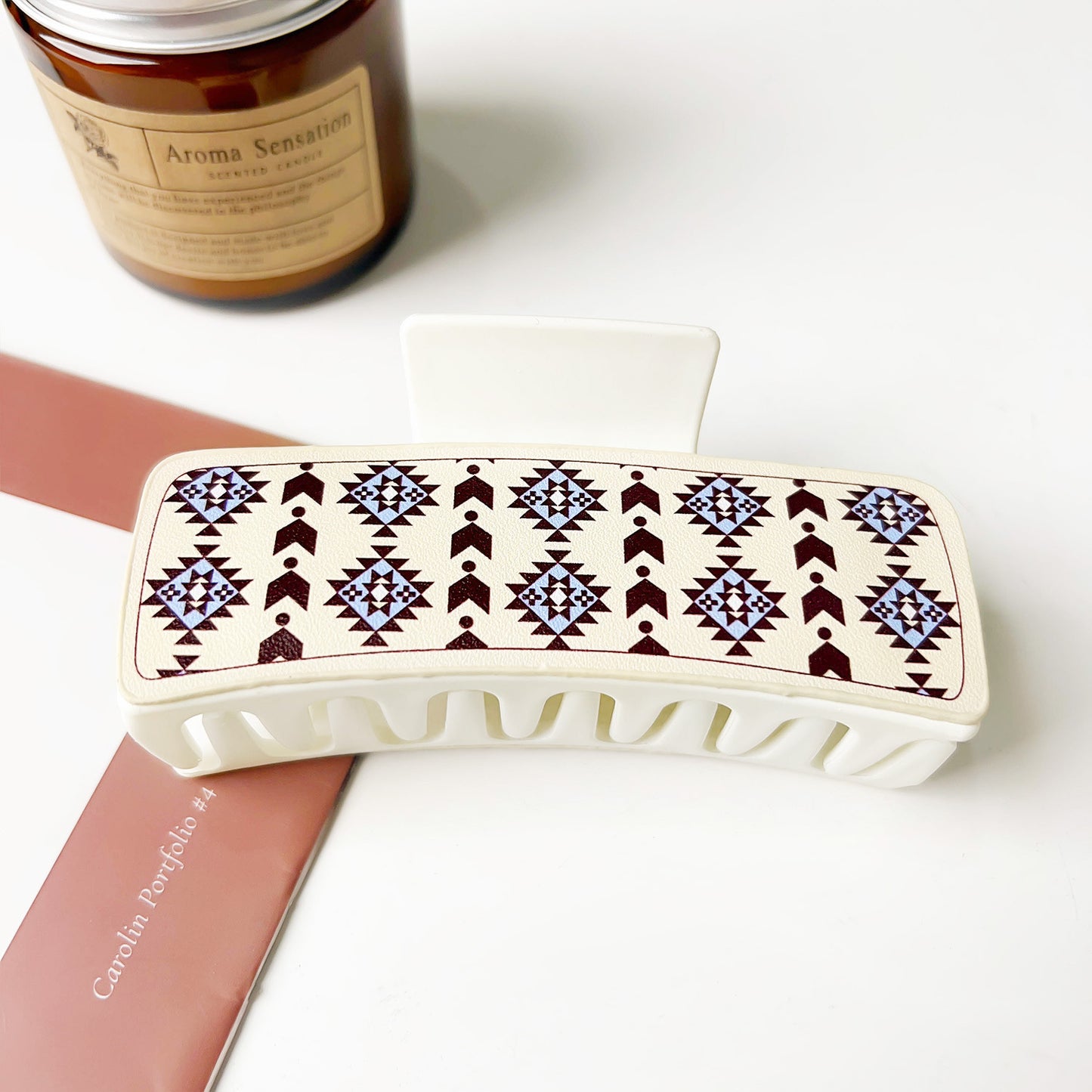 Western Denim Style Fashion Retro Printed Pu Barrettes