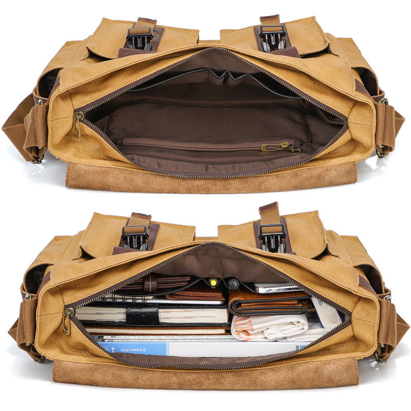 Sac à bandoulière en toile cirée en cuir de vache première couche