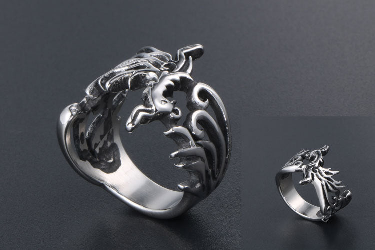 Ornament Retro Phoenix God Bird Titanium Steel Fashion Ring