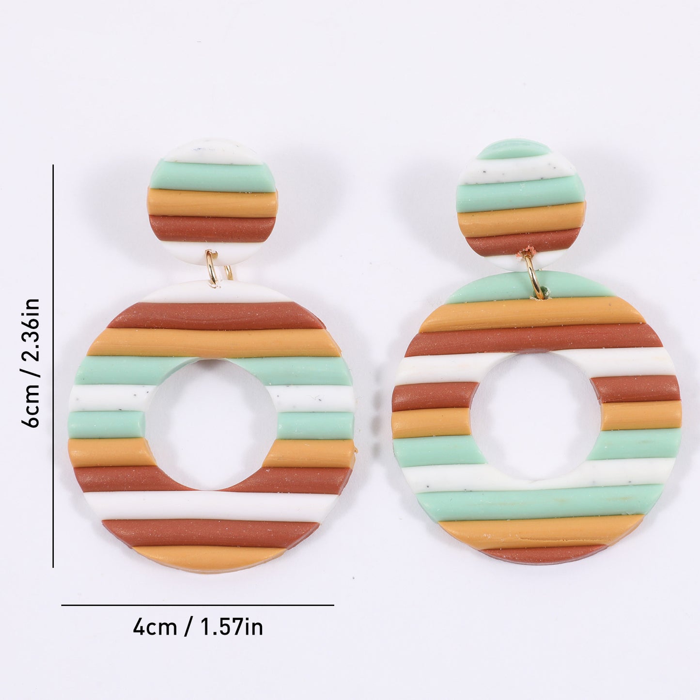 Pendientes de arcilla polimérica agregada Brickearth Rainbow Bar Arte multicolor