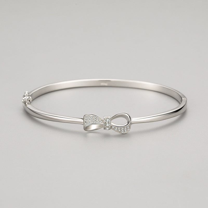 Pulsera de plata de ley S925 con lazo, joyería femenina que combina con todo