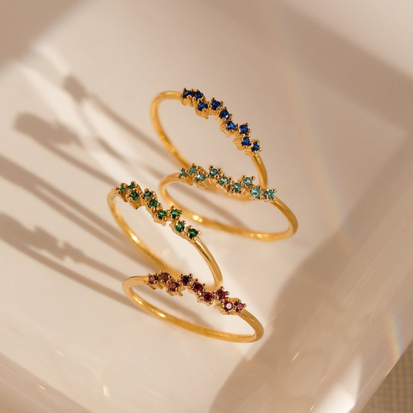 Color Zircon December Birthday Stone Ring Simple Bracelet