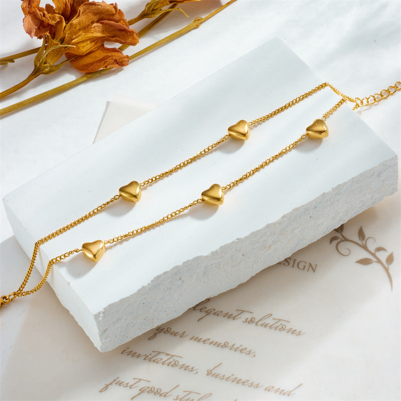 Design A Double Layer Chain Love Minimalist Titanium Steel Bracelet