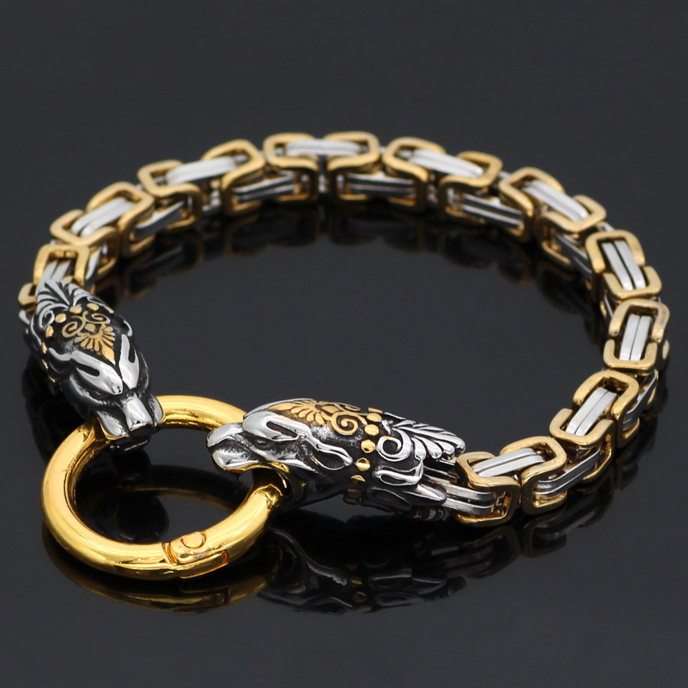 Bracelet empereur tête de loup fantaisie nordique