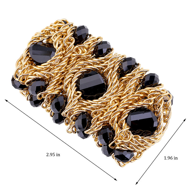 Bracelet en verre de cristal de pierre précieuse tissé à la main en aluminium avec fermeture éclair