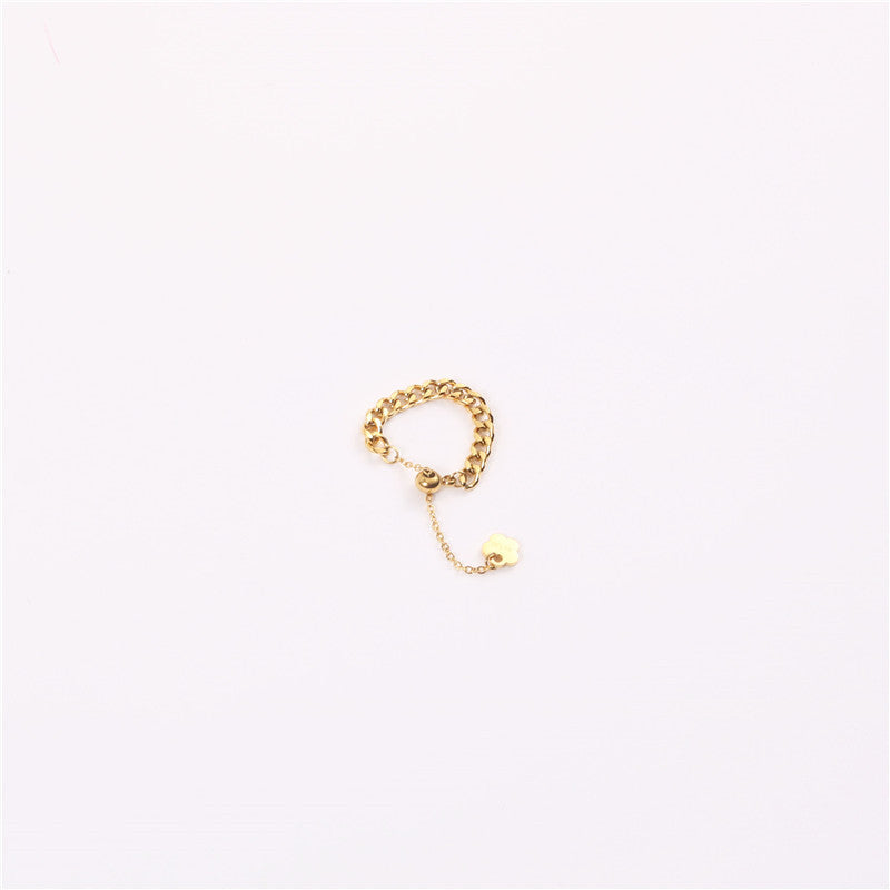 Bague à chaîne épaisse Simple européenne et américaine pour femme, influenceur en ligne, mode tempérament, traction réglable