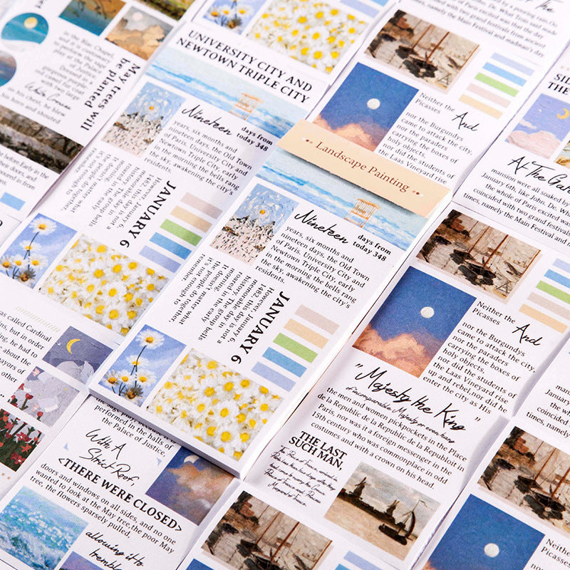 Série de livres d'autocollants anglais de base et en papier de peintures de paysages célèbres