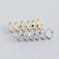 Boucles d'oreilles en argent S925 en forme de C, Aventurine verte de haute qualité, argent rétro