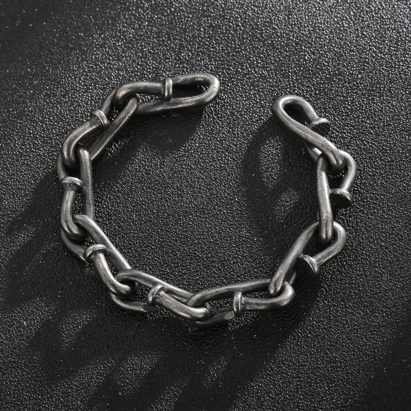 Retro Retro Style Personality Design Hook Buckle Titanium Steel Men's