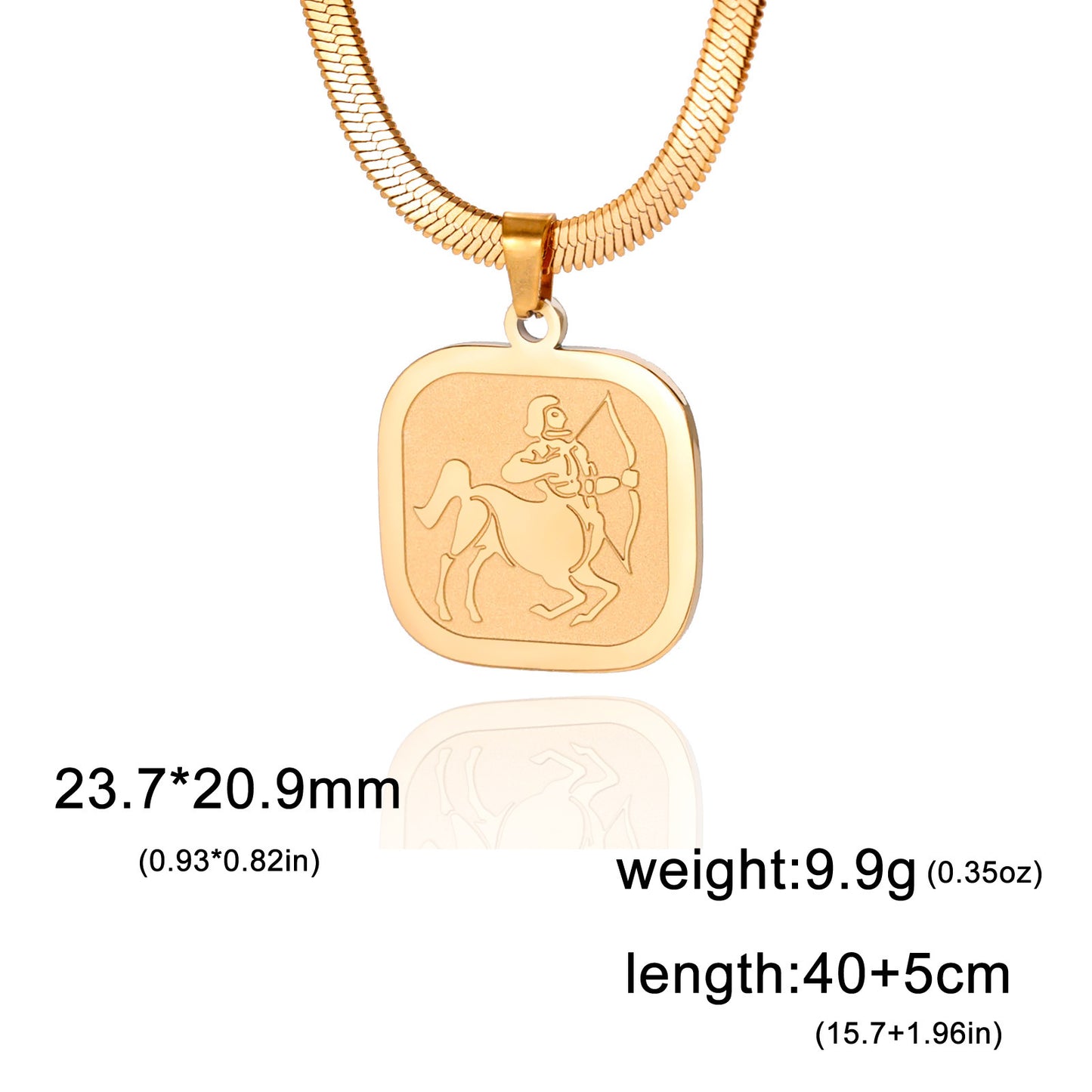 All-match Twelve Constellation Small Square Brand Stainless Steel Necklace
