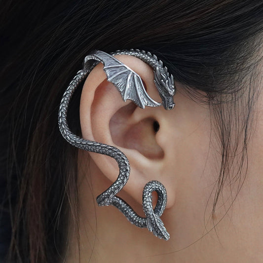 Boucles d'oreilles dragon gothique punk rétro en acier inoxydable