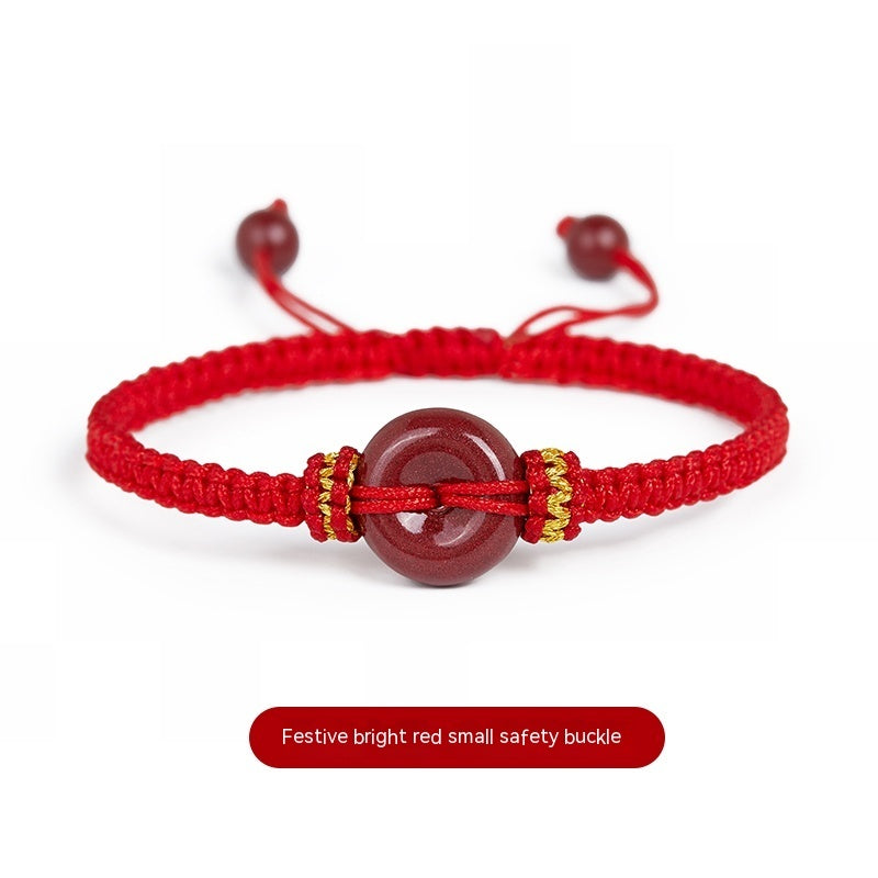 Women's Fashion Birth Year Cinnabar Peace Buckle Red Rope Bracelet