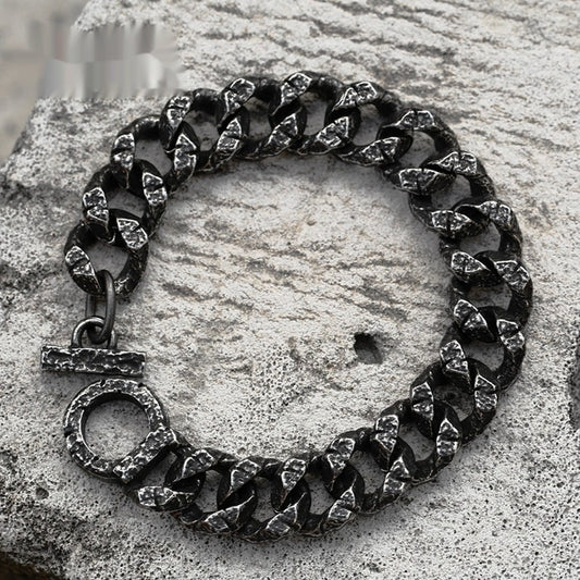 Bijoux à main en acier inoxydable, motif sculpté rétro, personnalité créative