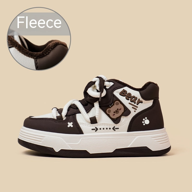 Chaussures de planche décontractées en peluche haute coupe pour femmes en hiver