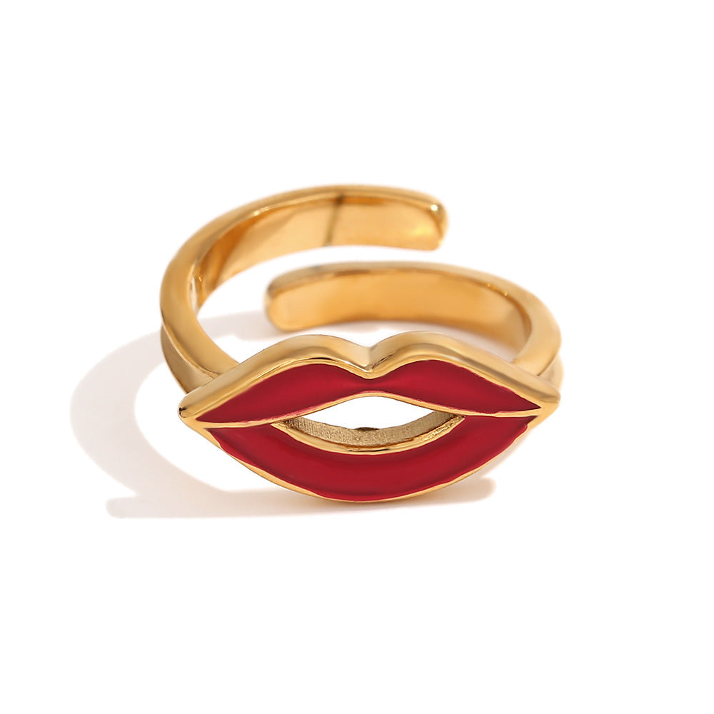 18K Gold Lip Dripping Ring For Women
