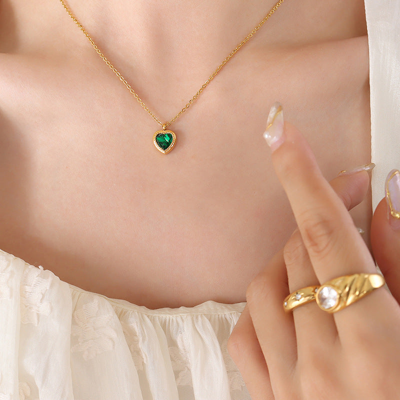 Collier pendentif d'amour incrusté de Zircon multicolore, Design de Niche d'été français