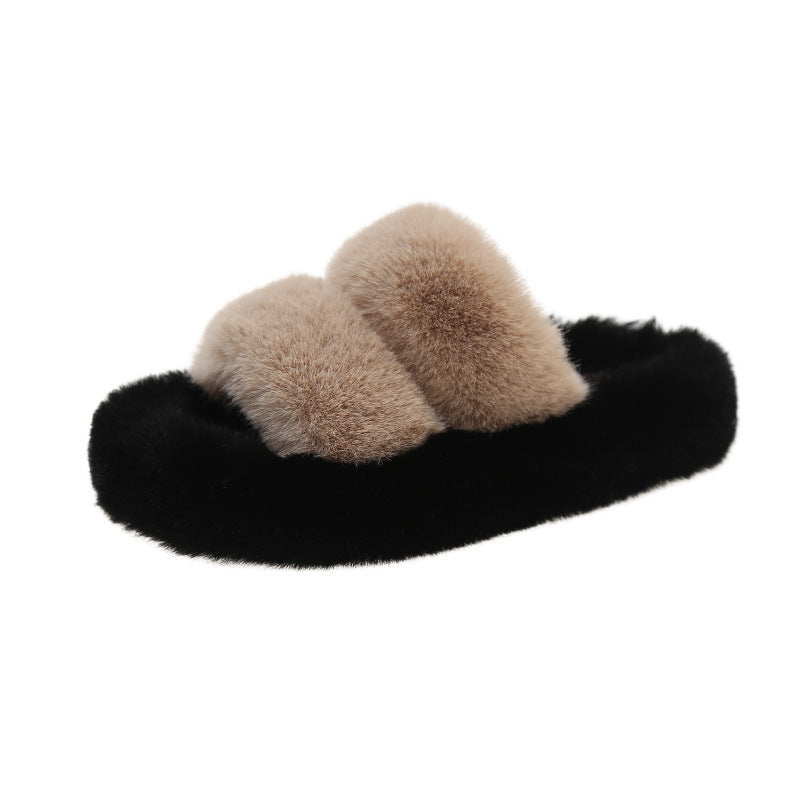 Pantoufles moelleuses à barres parallèles à fond épais