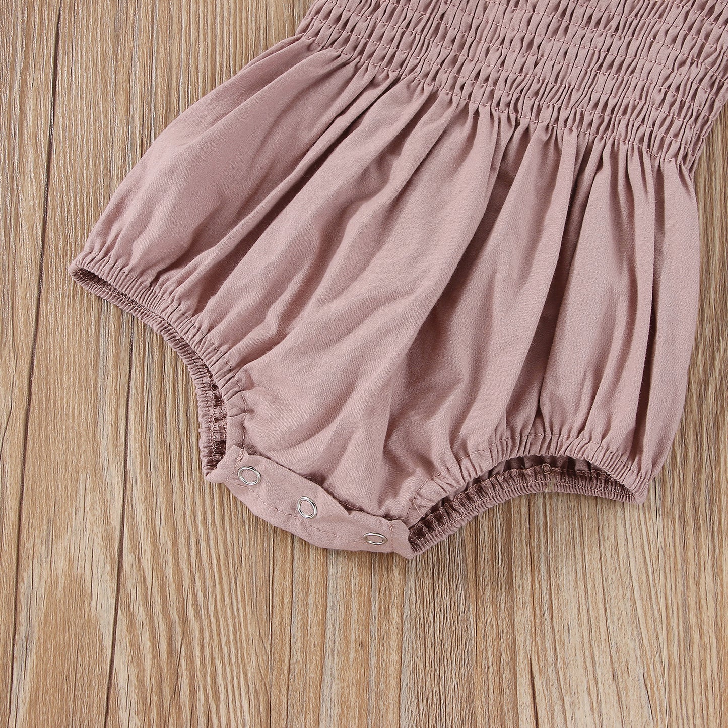 Combinaison d'été pour bébé fille, tenue froncée de couleur unie