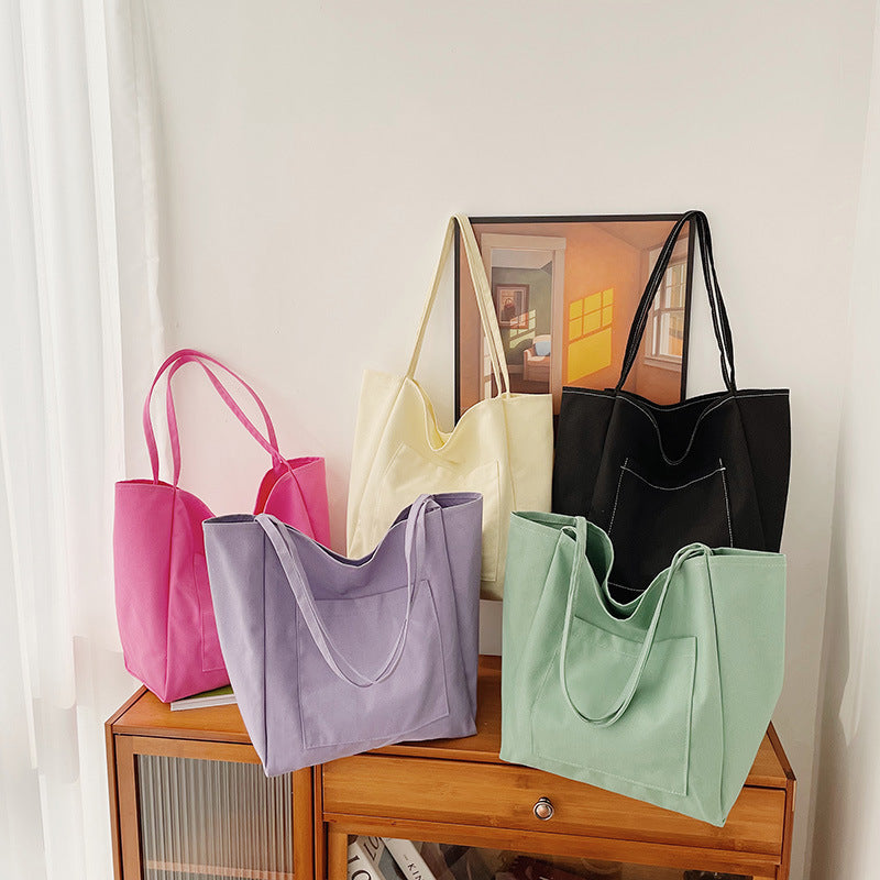 Sac en toile de grande capacité à bandoulière mode pour femmes