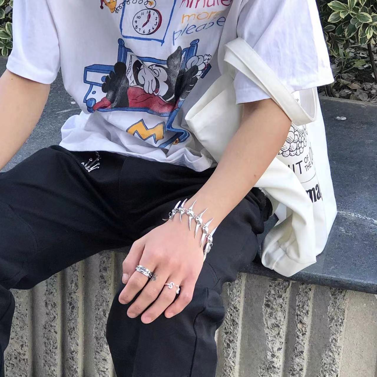 Silver Thorn Horn Thorn Fishbone Bracelet