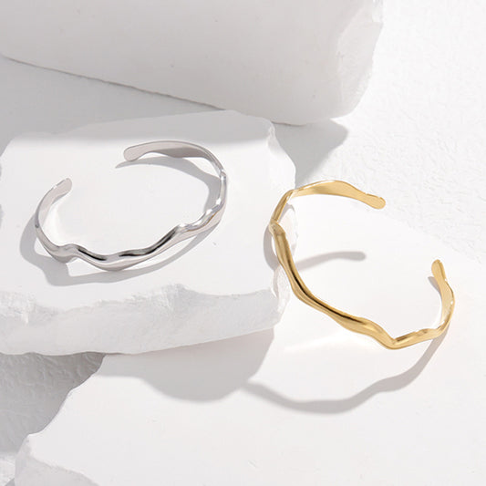 Cross-border Simple Titanium Steel Special-interest Design Wavy Stainless Steel Bracelet Fashion Ornament