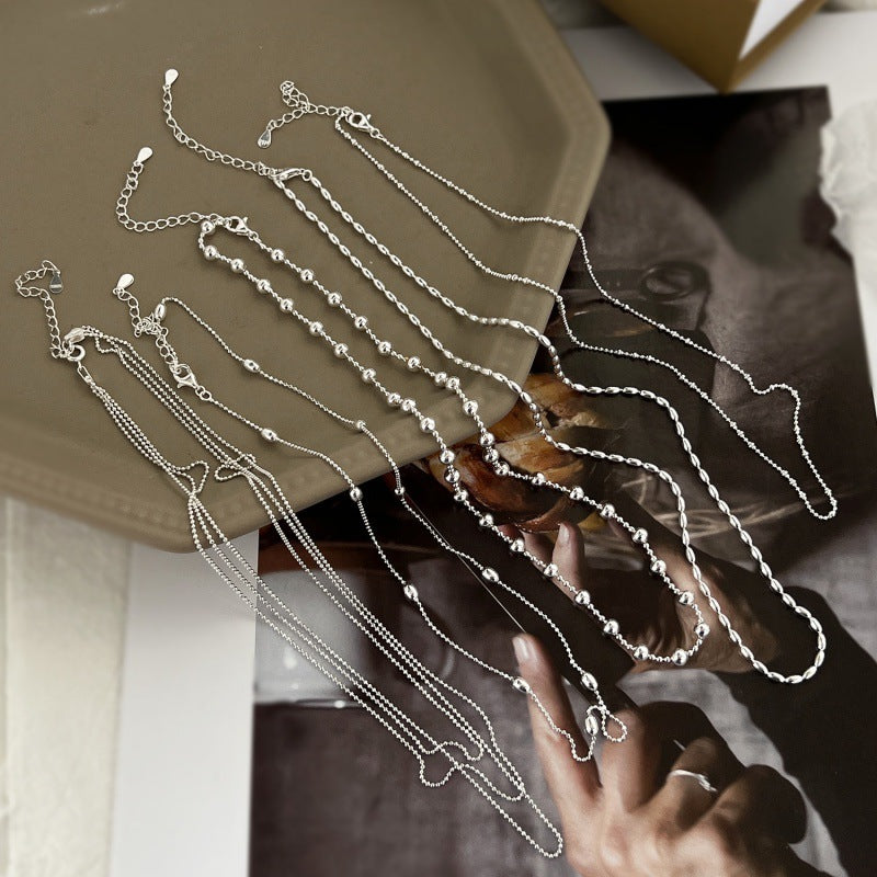 925 Sterling Silver Necklace For Women Choker Fashion Special-interest Design Sense Ornament