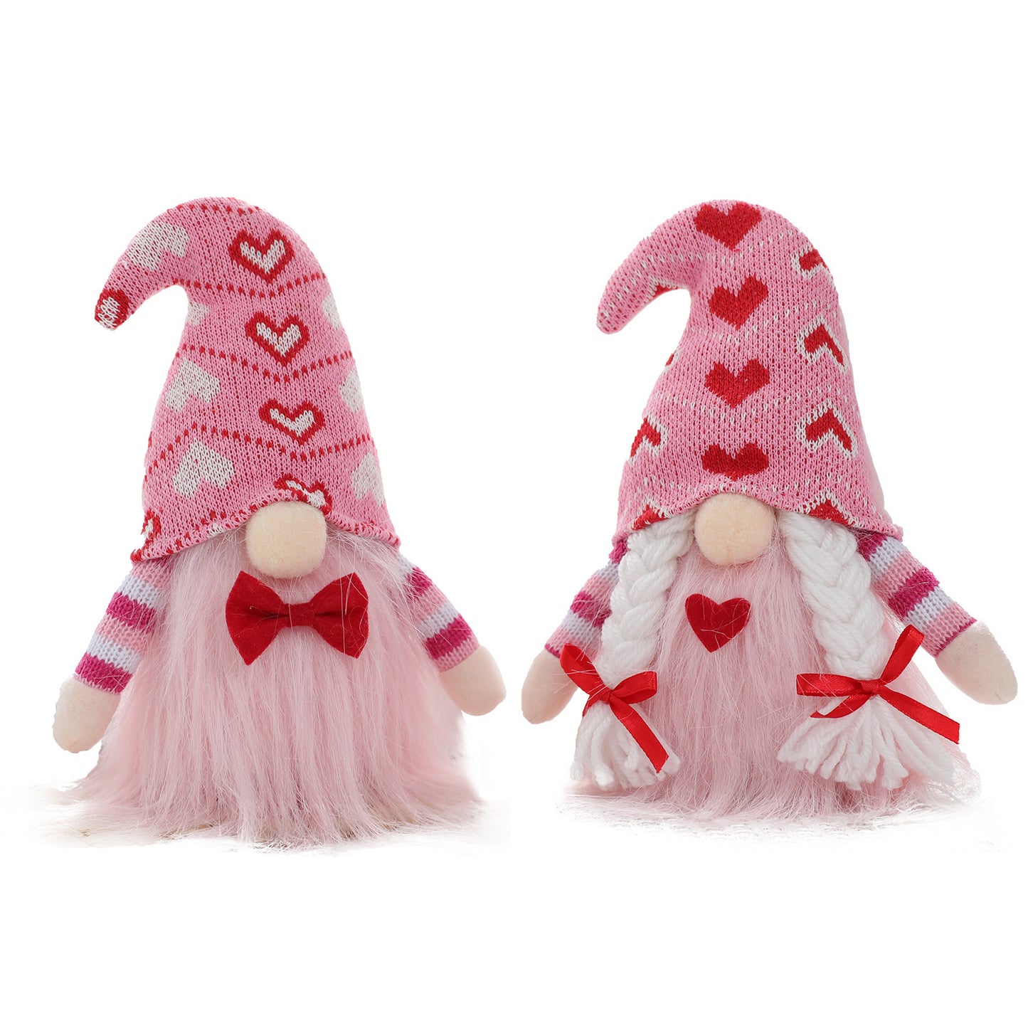 Décoration de la Saint-Valentin Coeur de poupée tricoté sans visage