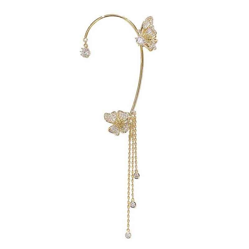 Butterfly Tassel Ear Clip Long Female Non-piercing Earrings