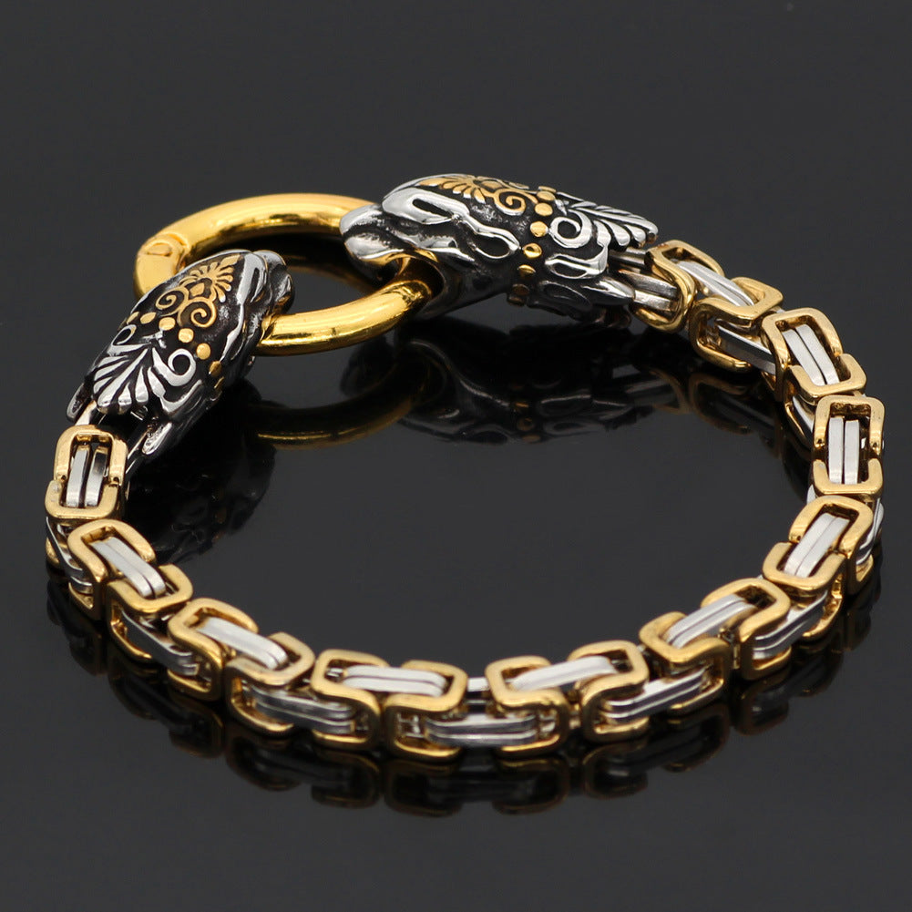 Bracelet empereur tête de loup fantaisie nordique