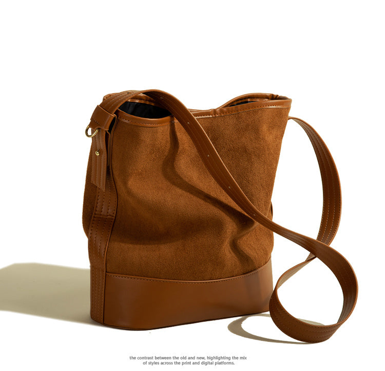 Bolso tipo cubo retro de gran capacidad para mujer